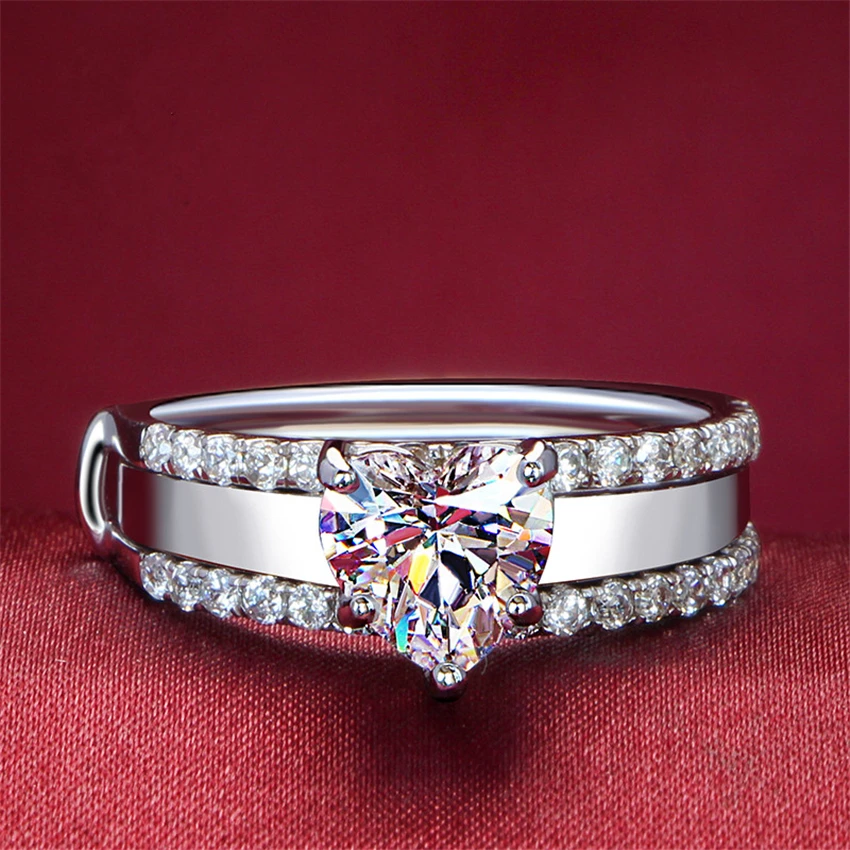 Promise Gold 2CT сердце Помолвочное с солитёром кольцо полукрепление обручальное кольцо для женщин женские кольца для влюбленных набор женский