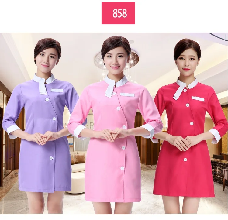 Модная униформа медсестры, 16 цветов, дешевая, для косметологического салона, спа, рабочая одежда, медицинский доктор, белое лабораторное платье