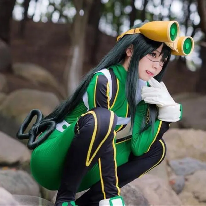 Парики из аниме My Boku no Hero Academia Asui Tsuyu косплей костюмы для мужчин и женщин