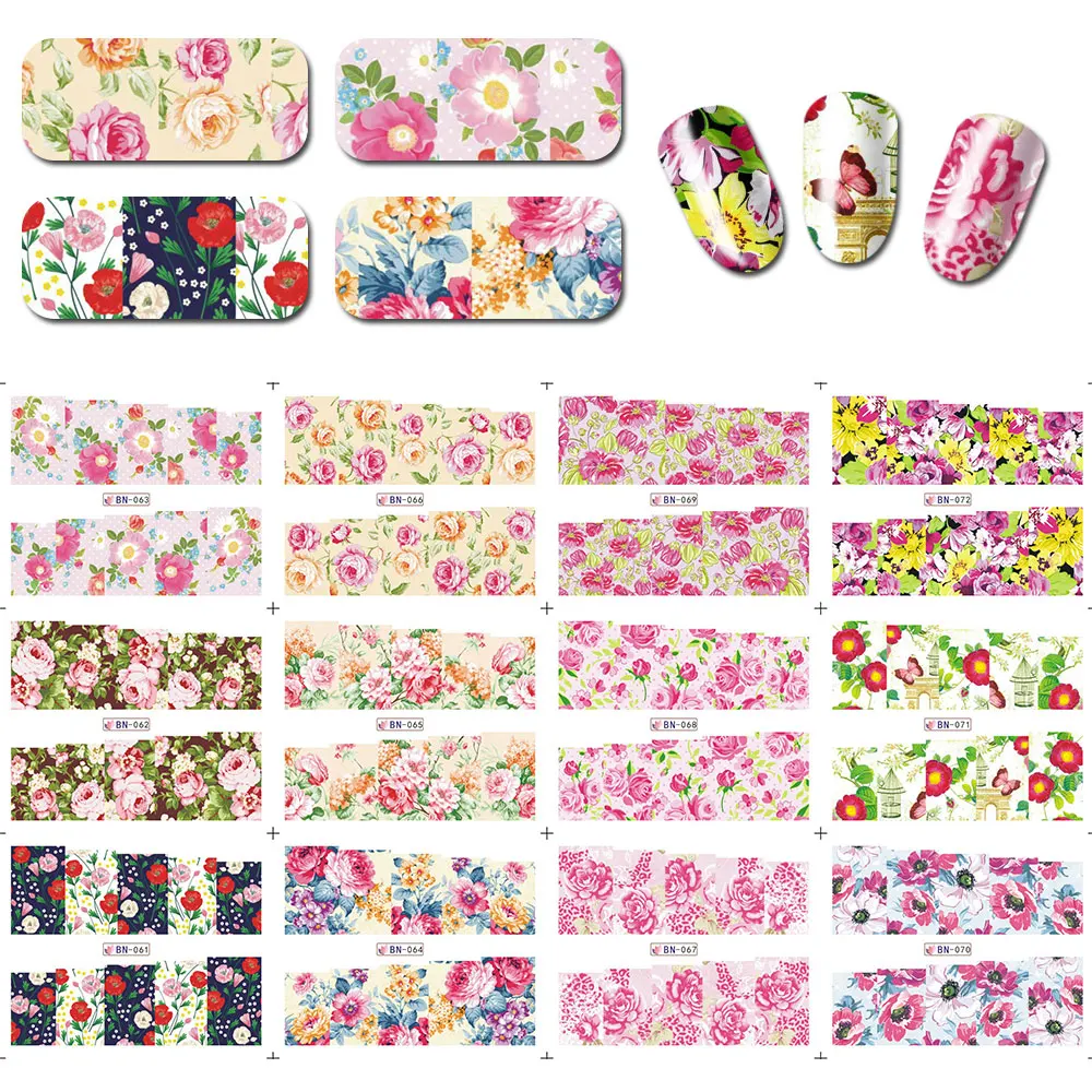 

12sheets/lot 12Patterns Charming Fantastic PeonY Nail Water Decals Transfer Stickers Nail Sticker Nail Art Decoration BN061-72