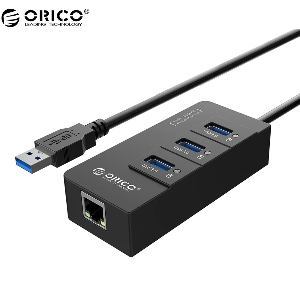 ORICO HR01-U3 USB 3,0 концентратор с внешним RJ45 гигабитная сетевая карта SuperSpeed 5 Гбит/с-черный - Цвет: Черный