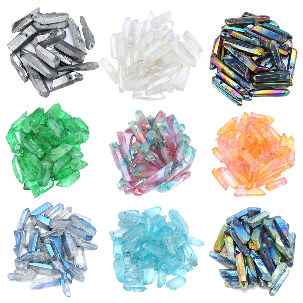 

5pcs/set Natural Crystal Quartz Cluster DIY Crystal Point Pendant Healing Angel Hair Comb Hairpin Crystal Stones