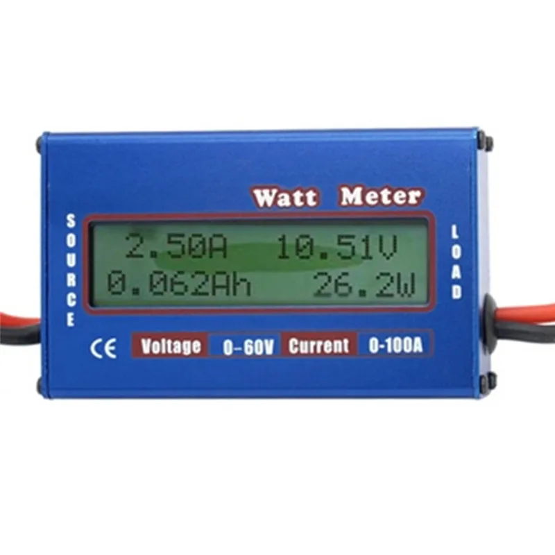 1Pcs Digital High precision Wattmeter Power Meter DC 60V 100A RC Watt
