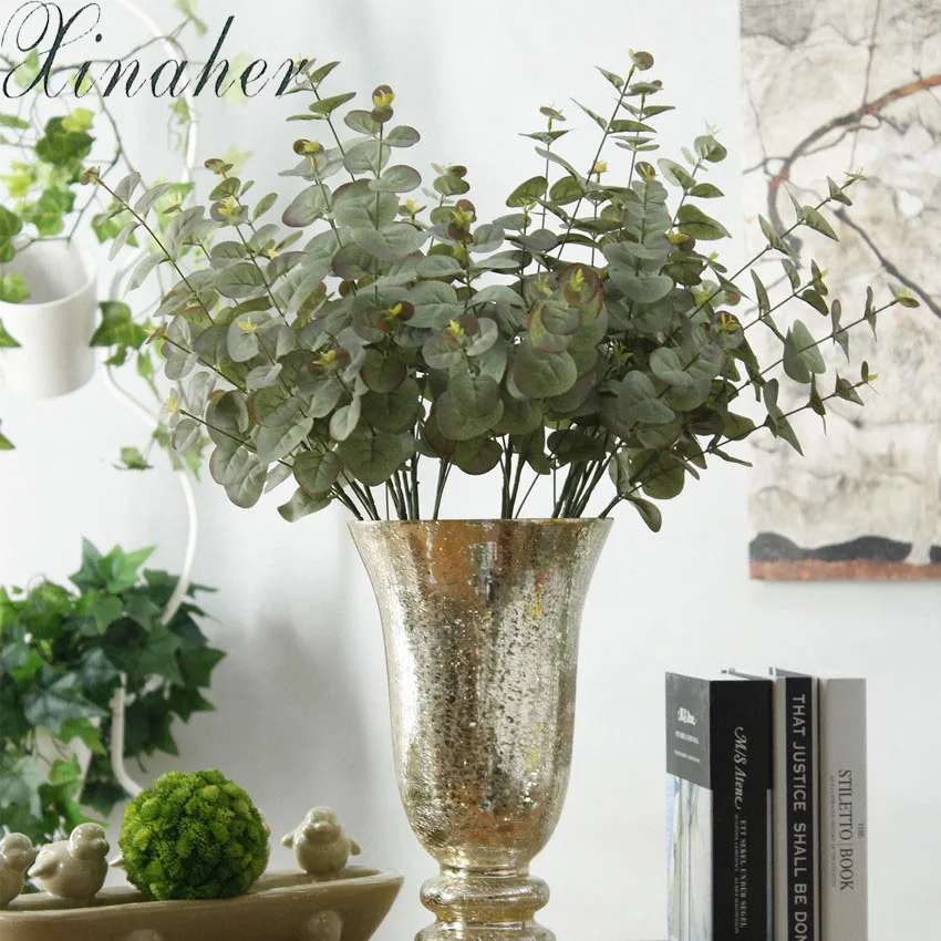 XINAHER Artificial Eucalyptus Leaf Green Plant Branches Flower art