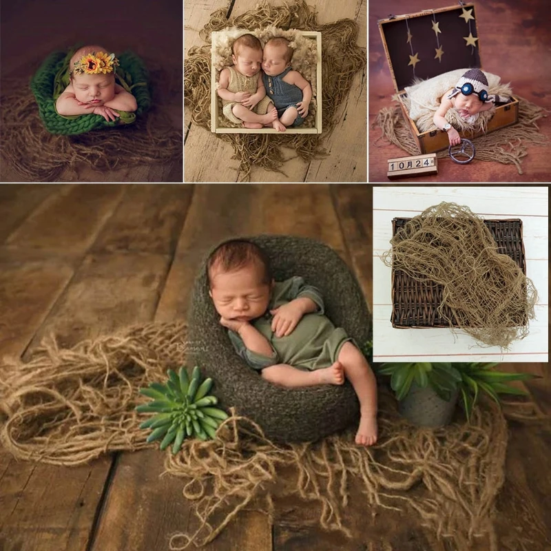 Фон для фотосъемки новорожденных из джута, одеяло для детской фотосъемки, массивная сетка из мешковины