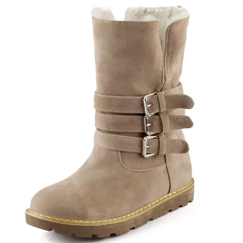 

new fashion hot half boots for women fold up buckle strap med flat with round toe leisure student shoes vogue snow boots dxj273