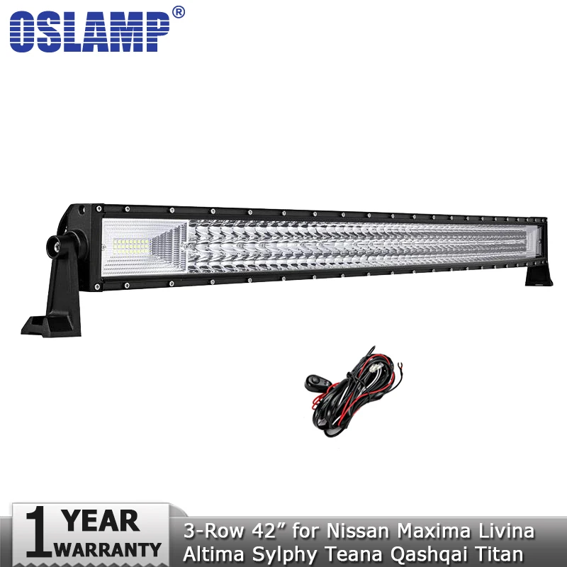 

Oslamp 594W 3-row 42inch Curved LED Light Bar Offroad Led Work Lamp 12v 24v for Nissan Maxima Sylphy Livina Titan Teana Altima