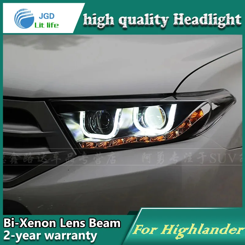 High Quality Car Styling For Toyota Highlander 2012 2013 Headlights LED Headlight DRL Lens Double Beam