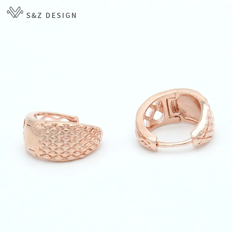 S& Z Новое поступление 585 шикарные серьги-кольца из розового золота для женщин и девушек в европейском и американском стиле для свадебной вечеринки модные уникальные ювелирные изделия