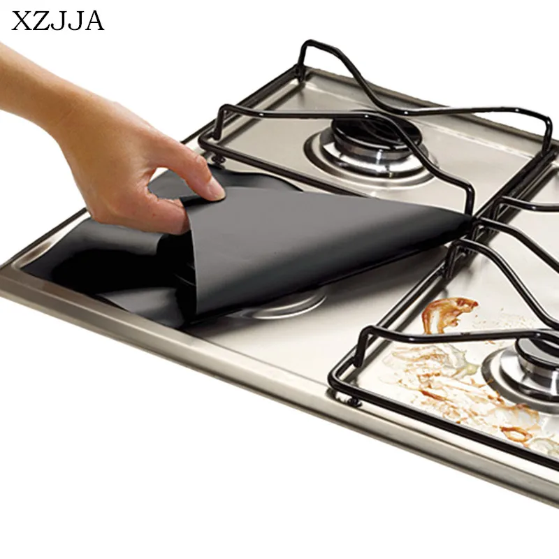 

XZJJA Creative 4pcs/set Reusable Non-stick Foil Gas Range Stovetop Burner Protector Liner Cover For Cleaning Kitchen Accessories
