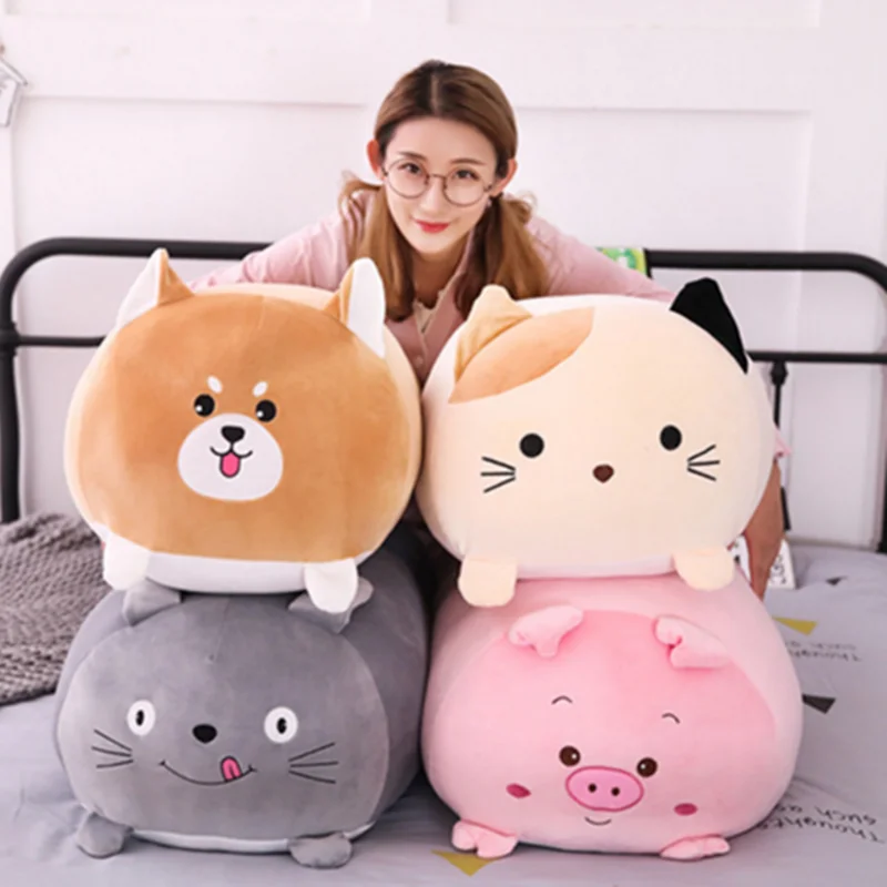 

New Soft Animal Cartoon Pillow Cushion Cute Fat Dog Cat Totoro Penguin Pig Plush Toy Stuffed Lovely kids Birthday Gift