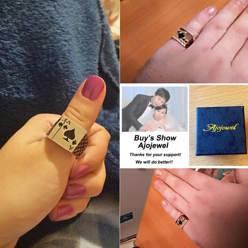 Мужское кольцо в виде покера с черной эмалью|poker ring|designer ringring design |