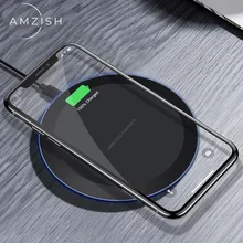 Беспроводное зарядное устройство amzish QI для iPhone X, XR, 8 Plus, XS Max, USB зарядка, быстрая зарядка для samsung S8, S9, Note 9, Xiaomi, huawei
