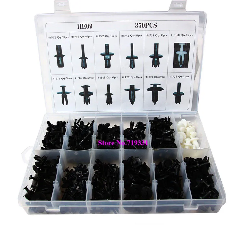

350pcs Auto Car Push Retainer Pin Rivet Trim Clip Panel Moulding Assortments Kit