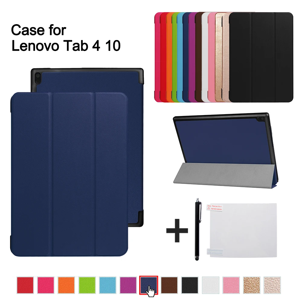 

Folio cover case For Lenovo TAB 4 10 Protective Smart cover for lenovo tab410 Tab4 10 TB-X304N F Cases 10.1" (2017 release)+gitf