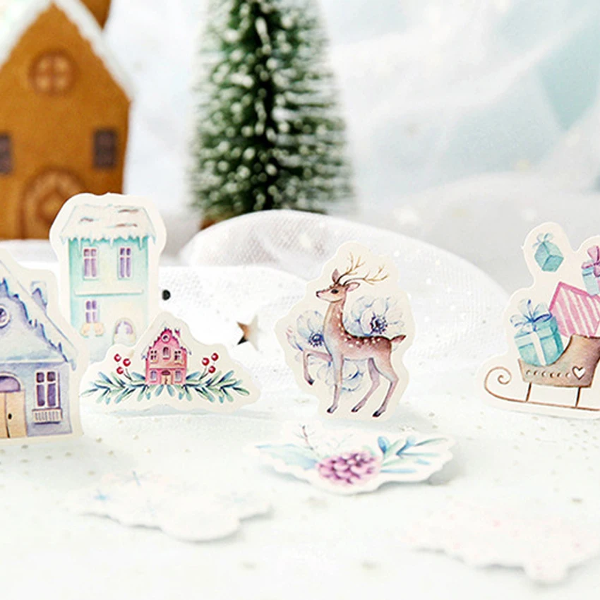 

46Pcs/box Lovely Nordic Polar Pocket Items Decorative Sealing paper Stickers Self-Adhesive DIY Diary Stationery
