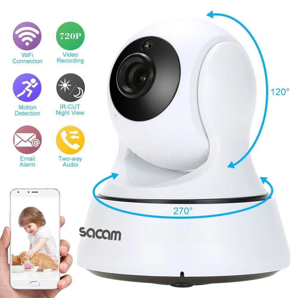 Wireless WIFI CCTV IP Camera Night Vision Pan Tilt 720P Security Network Webcam
