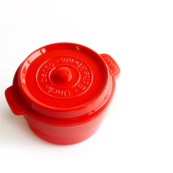 Двухслойный Ланч-бокс, портативные коробки для обедов бенто, ПП, еда, школы, офиса, контейнер для хранения с ложками, отсеки, Microwavable - Цвет: Round Red no spoons