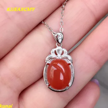 

KJJEAXCMY fine jewelry s925 silver color treasure natural South red pendants to send necklaces abc