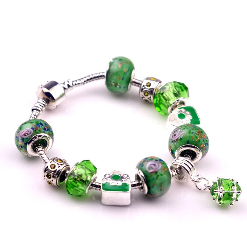 

Bohemia Silver Crystal Charm pandora Bracelets & Bangles for Women Couple DIY Beads Crystal Jewelry Christmas Gifts DUN-0125