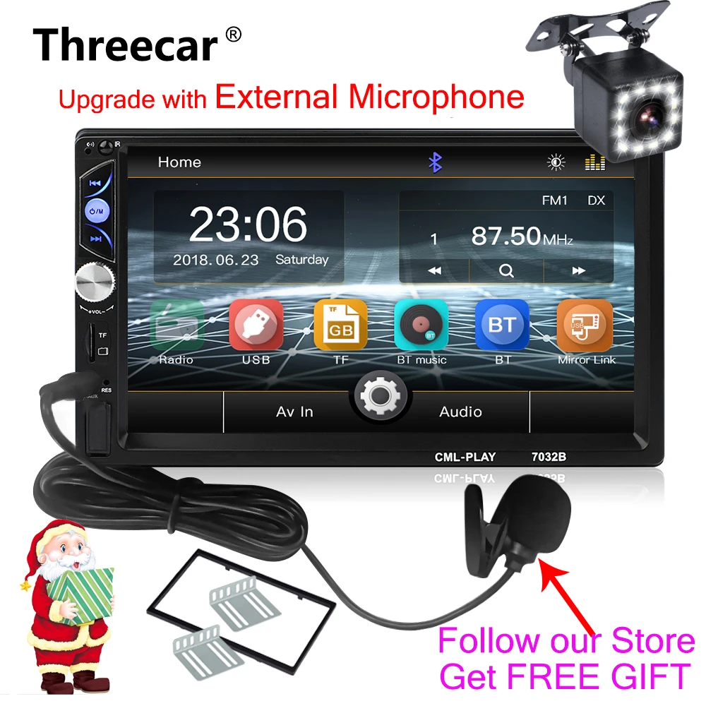 

Threecar 2din Car Radio 7" Mirrorlink Android MP5 Radio Auto audio Player for subwoofer Microphone Bluetooth Camera Autoradio