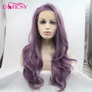 

DOROSY HAIR High Temperature Fiber Natural Purple Cosplay Wigs Long Wavy Synthetic Lace Front Wig for Women