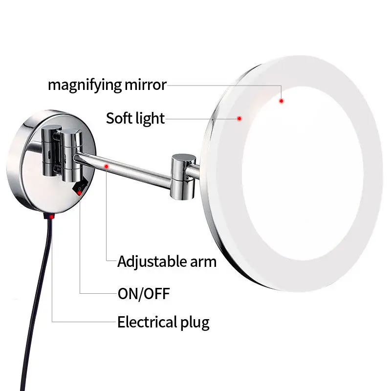 Gulun для ванной отеля настенный яркий светильник ed зеркала для макияжа с светодиодный светильник с увеличением хромированная полированная штепсельная вилка, высокого класса