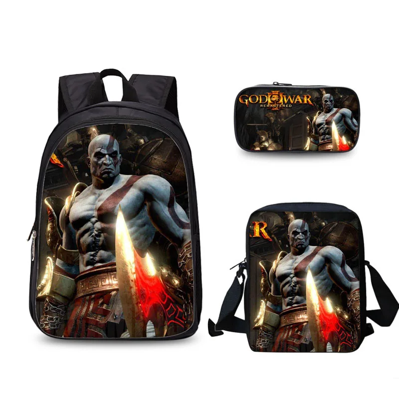

2019 New Game God of War Sparta Kratos 3 Pcs/Set Backpack School Bags For Teenagers Students Laptop Backpack Casual Travel Bags