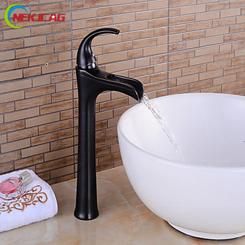 

Deck Mounted Centerset Waterfall Bathroom Sink Faucet Single Lever Ceramic Valve Countertop Basin Mixer Taps