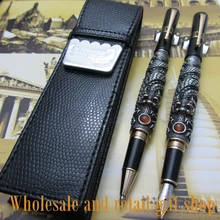 2pcs JINHAO Fountain Pen Silver flying dragon Office gift pen and pen bag jinhao dragon and phoenix antique silver and red screw fountain pen with gift box j1063