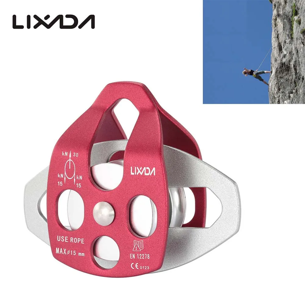 

Lixada 30kN Large Aluminum Twin Sheave Pulley Climbing Rigging Rescue Single Ball Bearing Sheave with Swing Plates