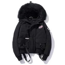 Трендовое мужское модное молодежное зимнее хлопковое пальто в стиле хип-хоп с капюшоном, свободный меховой воротник, индивидуальная сохраняющая тепло пуховая куртка, пальто, топ для мужчин