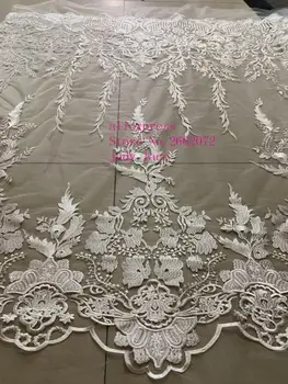 

stock 5yards/bag White embroidery lace creative pattern lines fashion French cloth used for wedding dress fashion stage CH109#