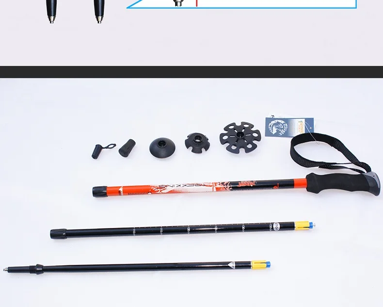 Fibra de Carbono Vara de Acampamento Pioneer Caminhadas Caminhada Trekking Ultra-leve Ajustável Alpenstock Escalada Esqui Pólo 2020 15 Esporte e Lazer