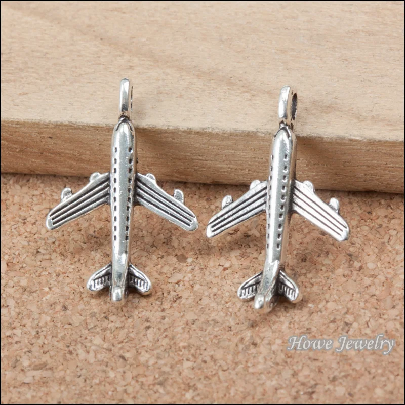150pcs vintage plane aircraft charm Antique silver Pendant DIY European ...
