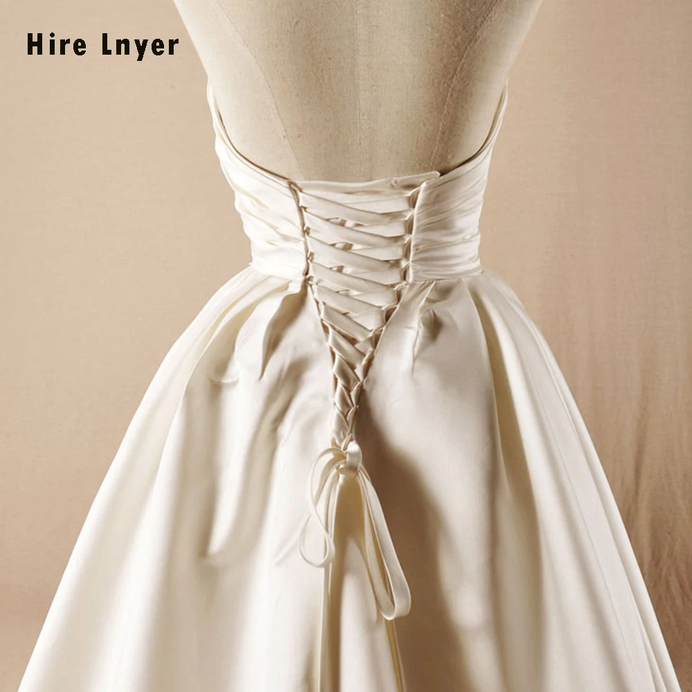 Женское атласное платье футляр HIRE LNYER Vestido Noiva блестящее свадебное с бусинами и