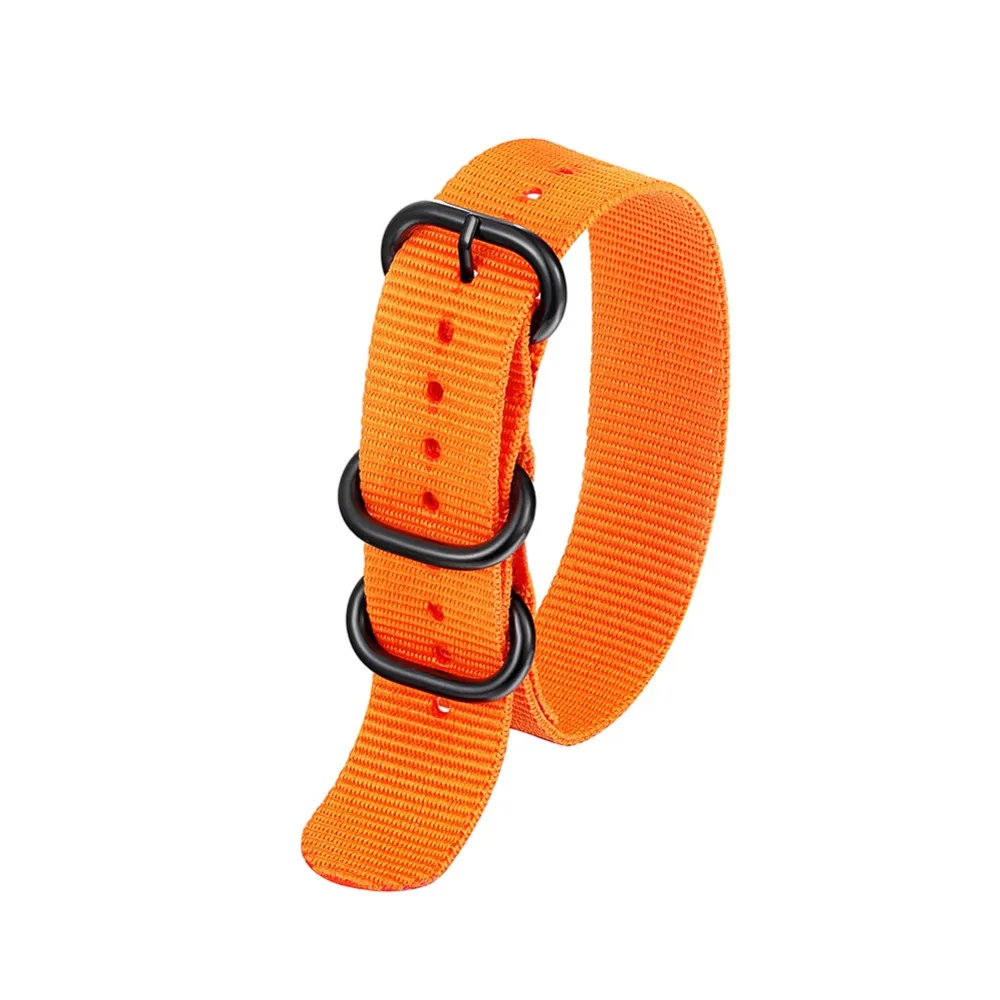 1pc Top Quality 20mm 22mm 24mm Nylon Strap Strap Wristband 5 Ring Black Silver Button Watch Accessories KZfashion