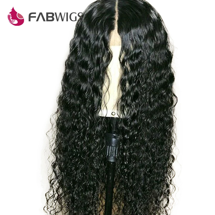 Fabwigs вьющиеся Full Lace человеческих волос парики с ребенком волос предварительно сорвал Малайзии человеческих волос парики для черный Для женщин Волосы remy