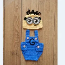 Детская шапка, шапка Миньон для новорожденных и шорты детские костюмы для новорожденных вязаный реквизит для фотосессий Размер: 0-1 м, 3-4 м