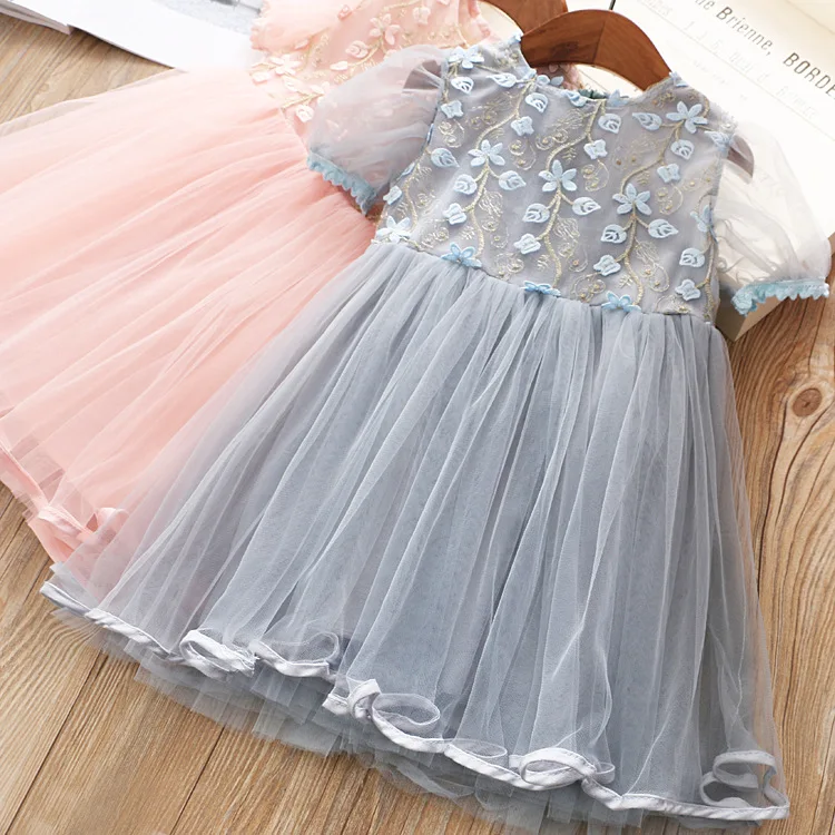 

New Summer Dress Girls Embroidered Screen Dress Girls Short Sleeve Dress for Girls Children