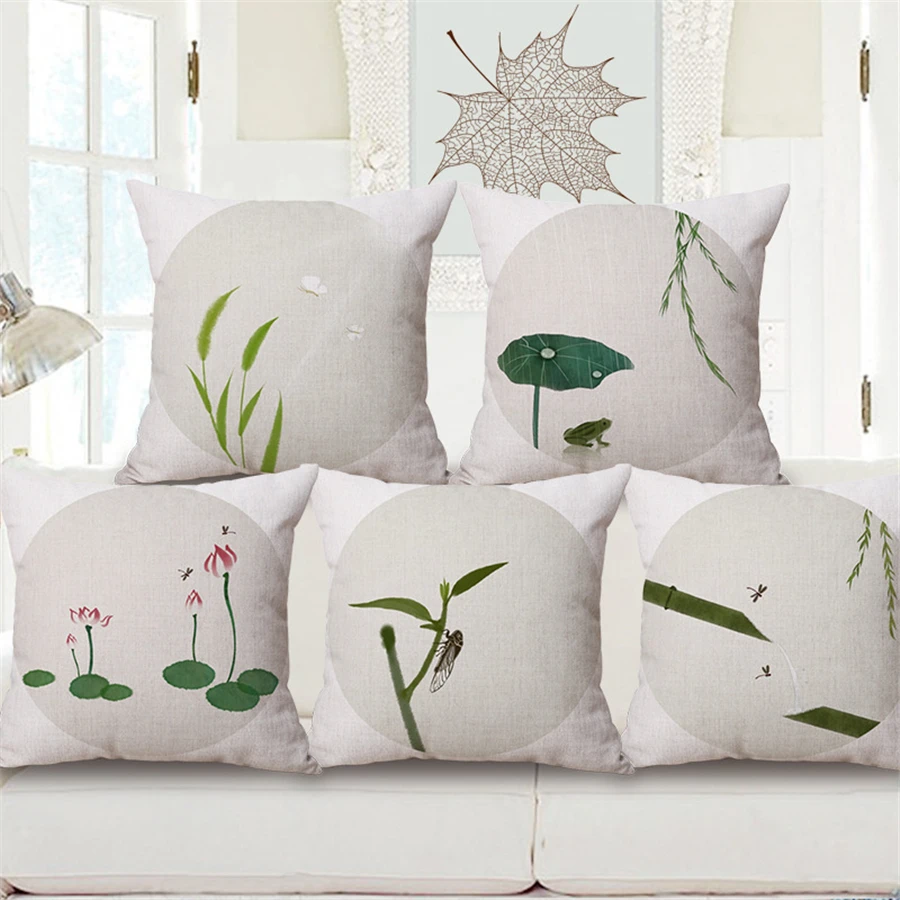 

Chinese Style Classical Painting Decorative Pillows Cover For Sofa Housse De Coussin Plain Cushion Cover Vintage Pouf New e1007