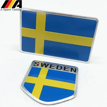Aluminum Sweden Flag Car Styling Sticker Emblem Decal Badge For SE Cars Body Window Door for Volvo V70 XC60 S60 V60 V40 VW Golf