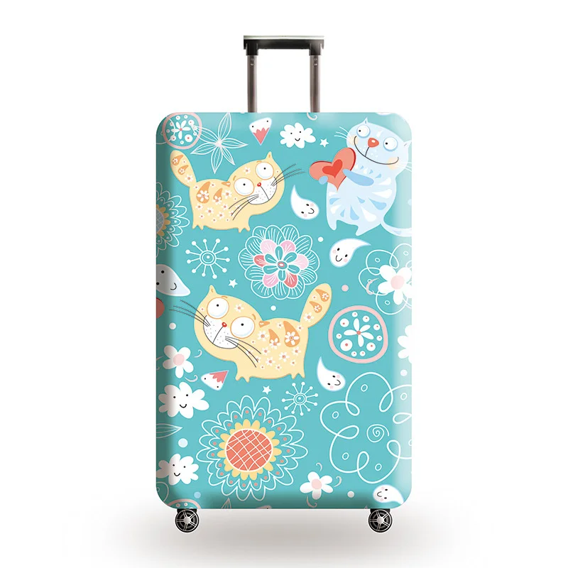 Аксессуары для путешествий, чехол для чемодана, защита багажа, пылезащитный чехол для багажника, набор эластичных чехлов с изображением милого кота, чехол на колесиках - Цвет: Cute cat H3
