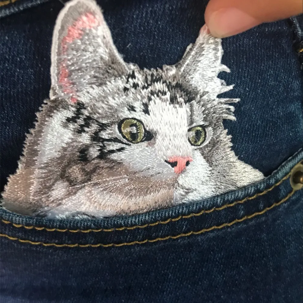 cute Cat Patches High Quality Lifelike 3D Embroidery Patch For Clothes  Fabric Stickers Iron On patch badge Jeans Pocket applique - Price history &  Review, AliExpress Seller - Make Warm Store