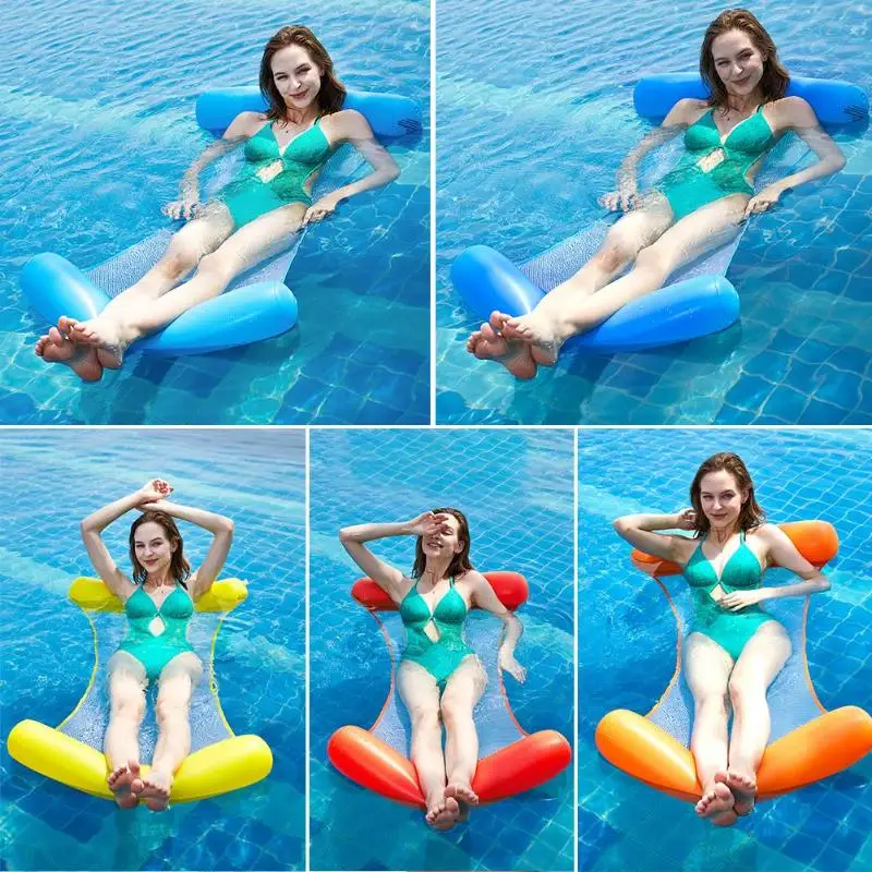 Summer Water Hammock Outdoor Foldable Inflatable Air Mattress Swimming Pool Beach Lounger Floating Sleeping Cushion Bed Chair Summer Water Hammock Outdoor Foldable Inflatable Air Mattress Swimming Pool Beach Lounger Floating Sleeping Cushion Bed Chair