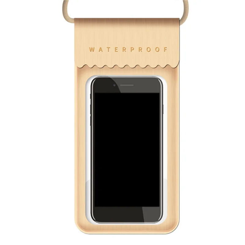 Открытый плавательный сенсорный экран ТПУ водонепроницаемый высокий прозрачный мобильный телефон сумка герметичный Мобильный телефон сумка - Цвет: Gold 6 inch