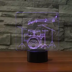 Музыкальный барабан комплект 3D светодиодный лампы Оптическая иллюзия ночник 7 цветов изменить Luminaria Лава музыкальный светильник освещение