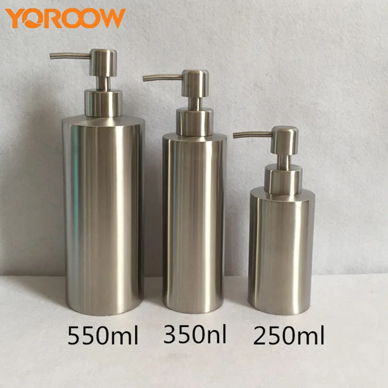 

Liquid Soap Dispenser For Kitchen Stainless Steel Bottle Bathroom Deck WC Hand Wash 250ml 350ml 550ml Hardware Free Shipp KT0004