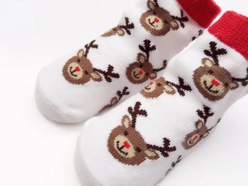 Рождественские детские носки; мягкие теплые зимние тапочки для новорожденных мальчиков и девочек с изображением лося; подарочные носки с героями мультфильмов