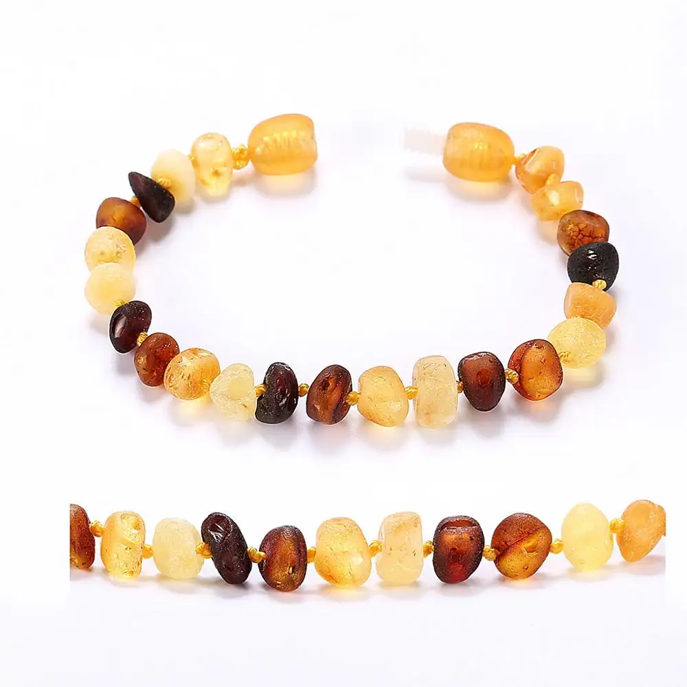 Baltic Amber Прорезыватель для зубов браслет/ножной браслет для ребенка-подарочная коробка-2 размера-4 цвета- из США и Великобритании и Австралии и CN - Цвет камня: Multicolor Raw